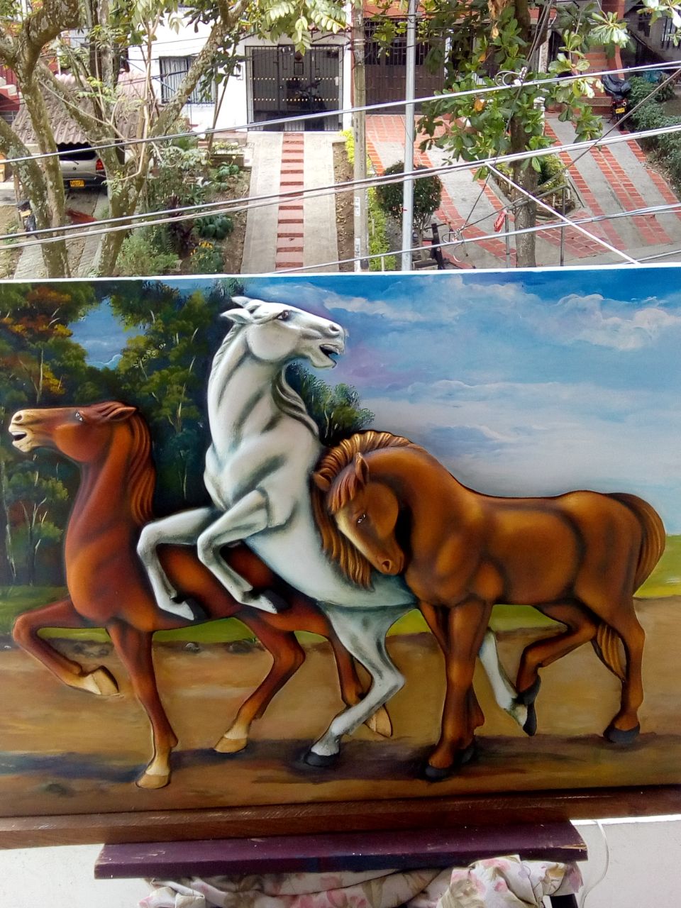 img22 cuadro sobre relieve caballos